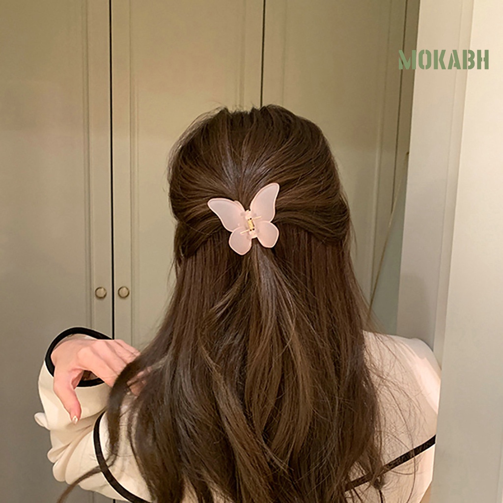 Kẹp Tóc Hình Bướm Màu Trơn Chống Trượt Thời Trang