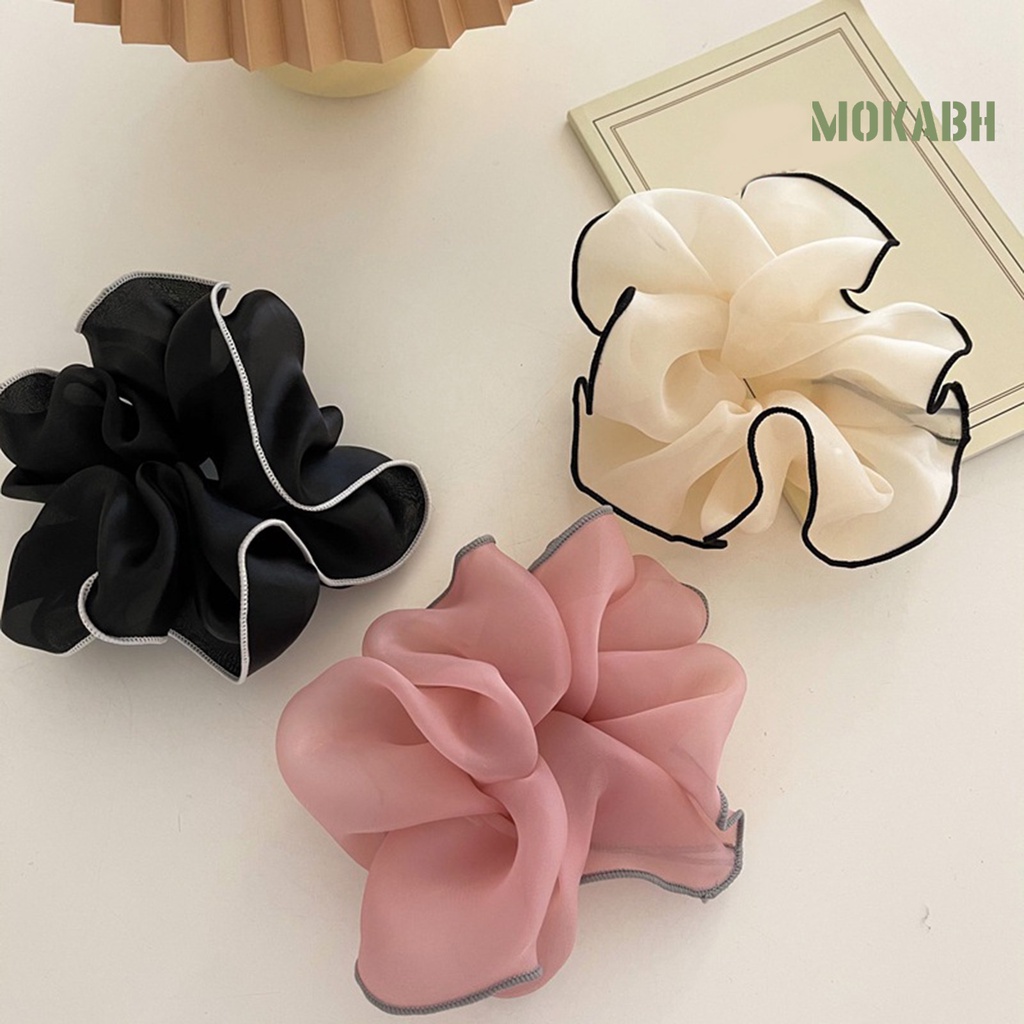 Dây Cột Tóc Co Giãn Phối Lưới Màu Sắc Tương Phản Xinh Xắn Cho Nữ