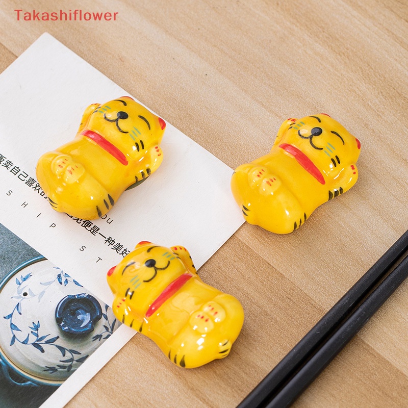 (Takashiflower) Giá Đỡ Muỗng / Nĩa Bằng Sứ Hình Hổ Đáng Yêu Trang Trí Bàn Ăn DIY