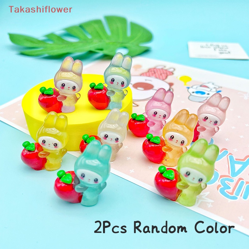 Bộ 2 Đồ trang trí Thỏ Bunny Hoạt Hình Phát Sáng Dùng Trang Trí Tiểu Cảnh