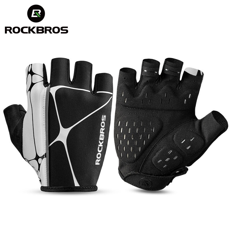 Rockbros Găng Tay Nửa Ngón Bằng Silicon Dày Dặn Chống Sốc Phản Quang Thoáng Khí Dùng Khi Đạp Xe