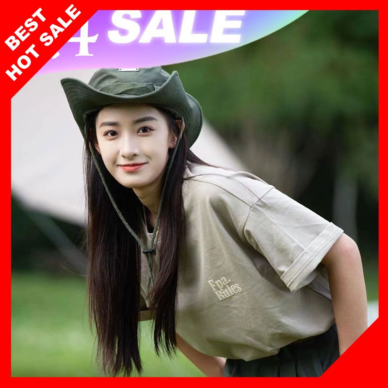 Nón Vành Thoáng Khí Chống Nắng Có Dây Rút Phong Cách Cao Bồi Phương Tây Cho Nam Và Nữ