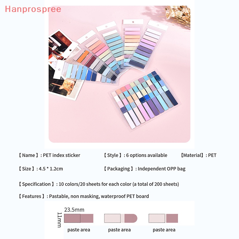 Hanprospree > Cuộn 200 Tờ Giấy Đánh Dấu Trang Sách Trong Suốt Chống Thấm Nước Hình Lá Cờ Cho Học Sinh