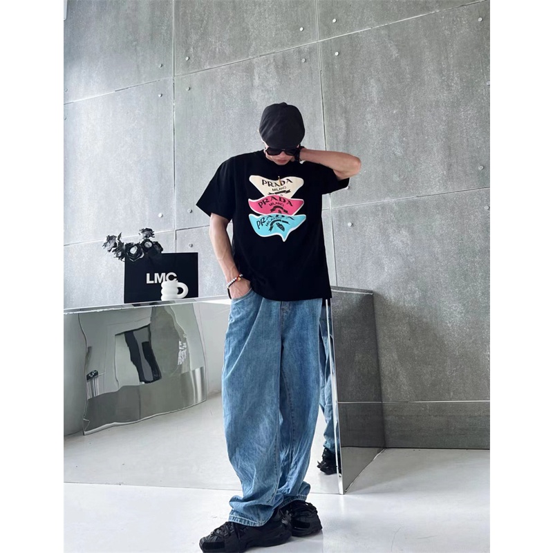 Áo Thun Cotton Tay Ngắn Cổ Tròn In Logo PR-AD &amp; - Thời Trang Đường Phố Mùa Hè