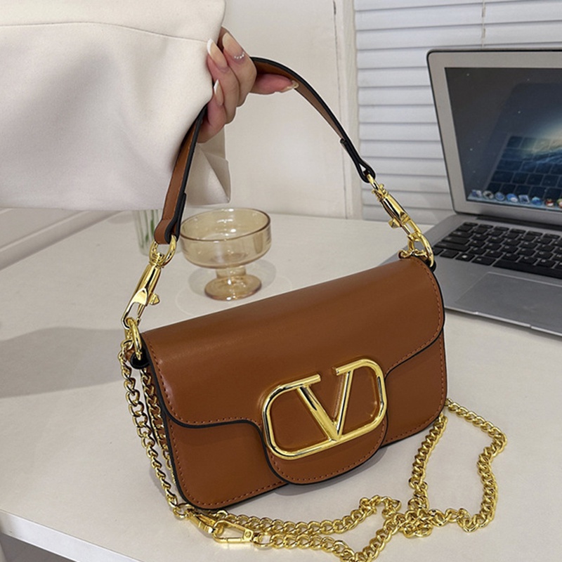 Túi Đeo Chéo Hình Chữ V Màu Vàng Thời Trang Dành Cho Nữ