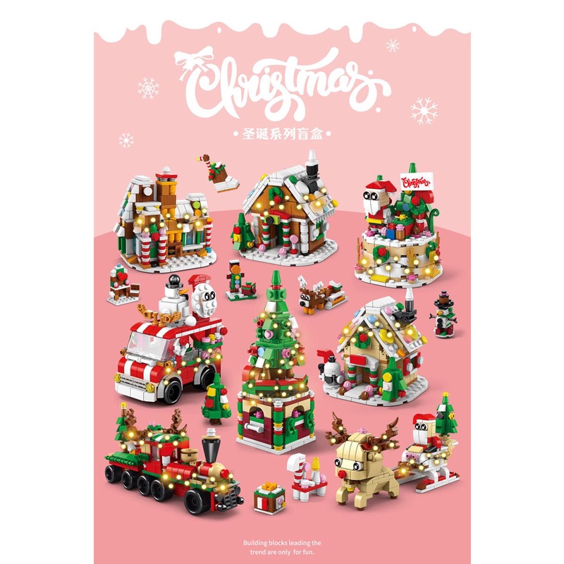 Bộ Đồ Chơi Lắp Ráp Mô Hình Ngôi Nhà Mini 6 Trong 1 Phong Cách Làng Quê Giáng Sinh Độc Đáo DIY Cho Bé