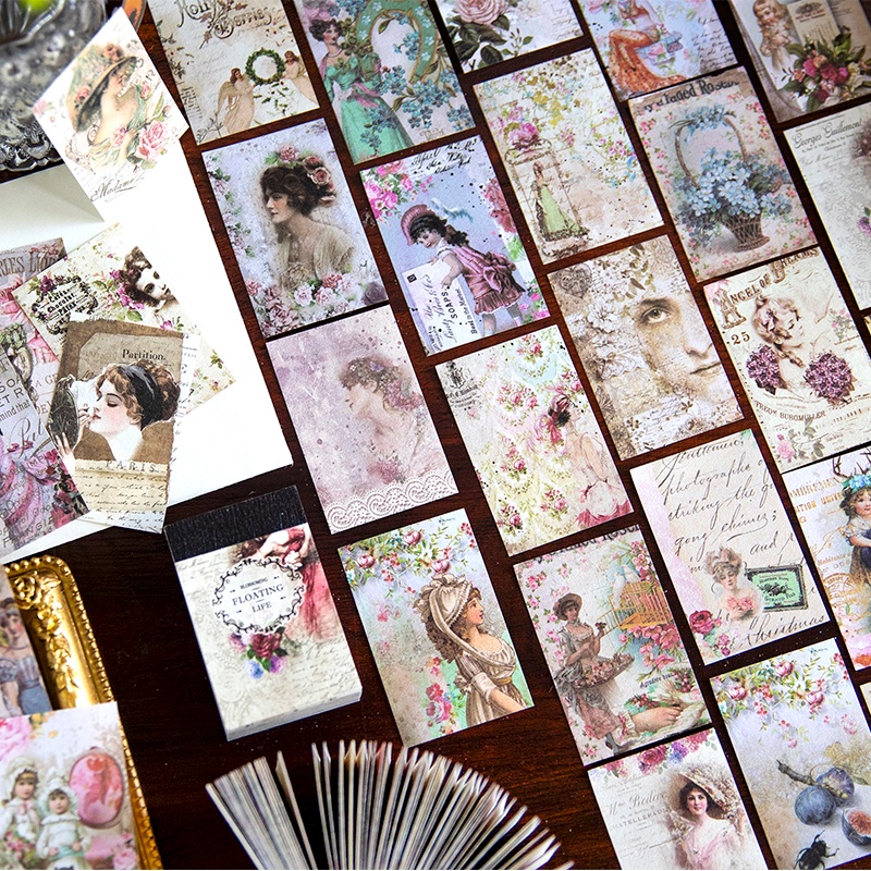 Set 100 Giấy Thủ Công Mini Họa Tiết Hoa Trang Trí Album Ảnh Đa Ứng Dụng