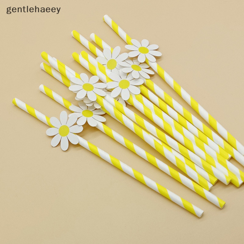 Set 10 Ống Hút Giấy Họa Tiết Hoa Cúc Dùng Một Lần Trang Trí Tiệc Sinh Nhật / Đám Cưới