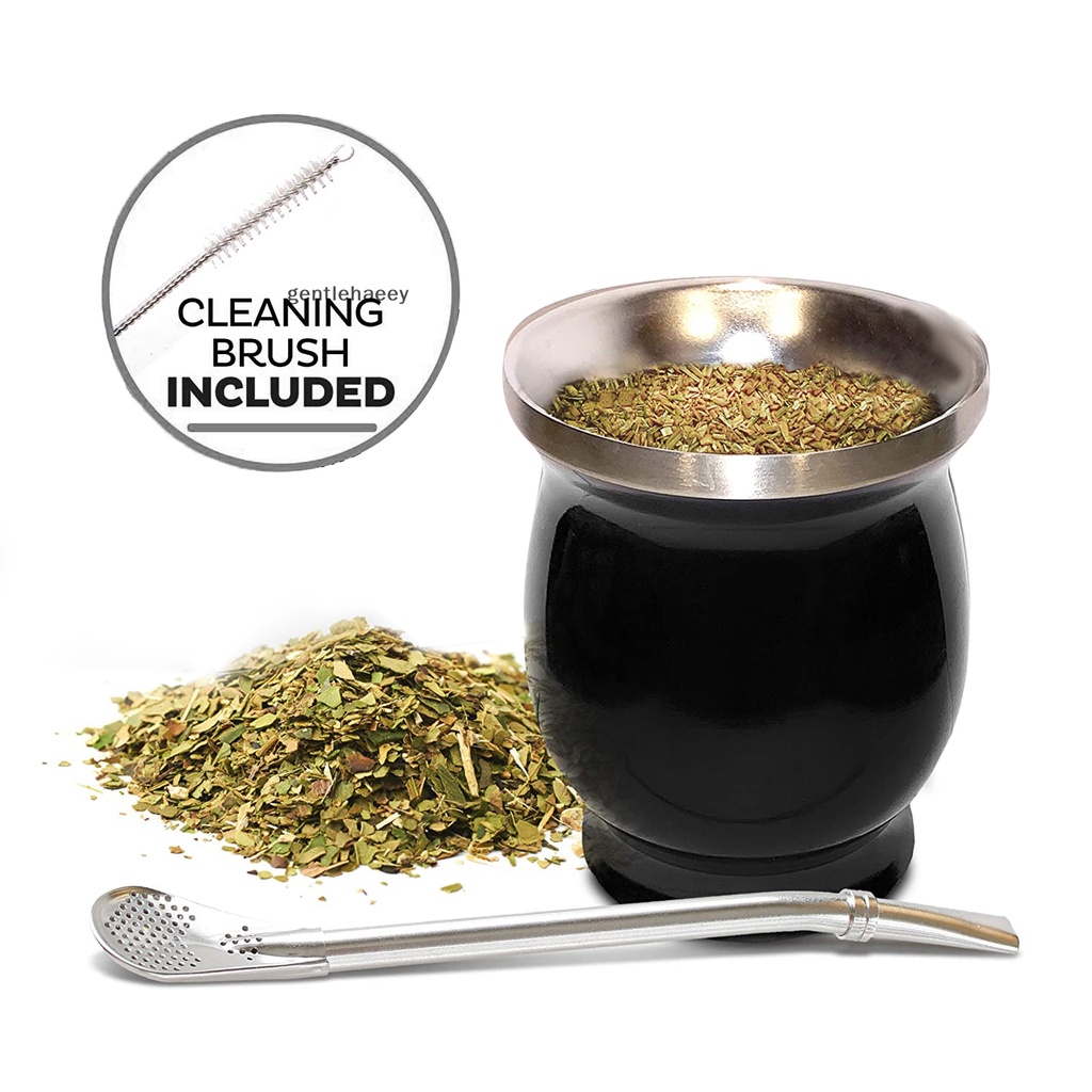 Bộ Cốc Uống Trà Tự Nhiên 8 Oz Yerba Mate Có Ống Hút Chất Lượng Cao|Dụng Cụ Làm Từ Thép Không Gỉ|Dụng Cụ Làm Sạch Dễ Dàng Tiện Dụng