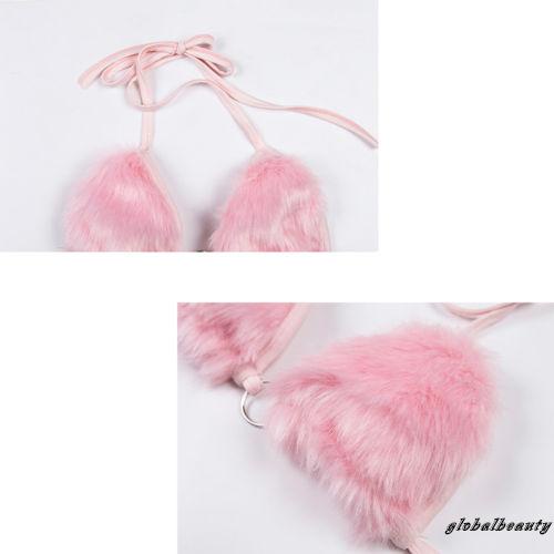 Áo Ngực Vải Lông Màu Sắc Trơn Phối Dây Cột Gợi Cảm Cho Nữ