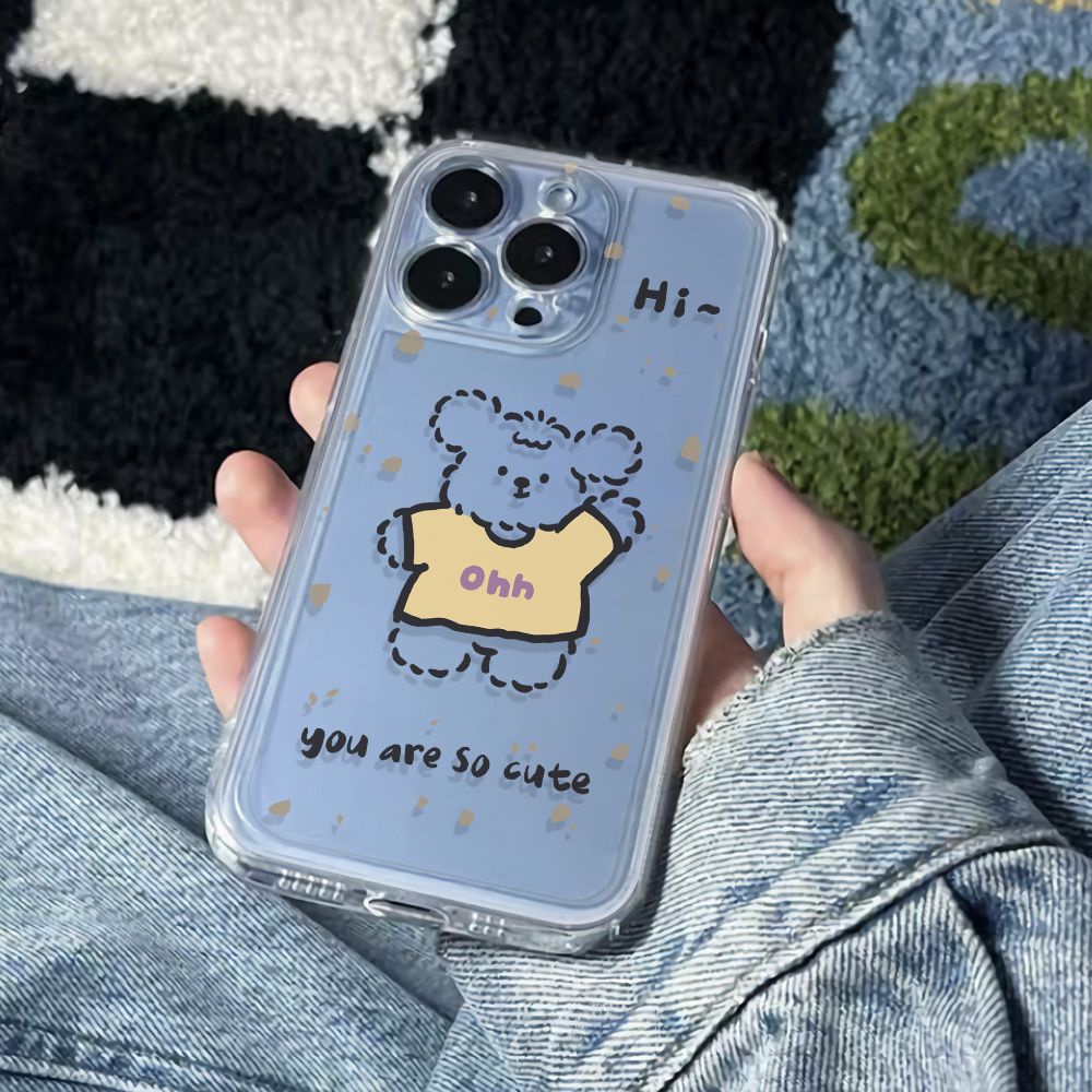 ✅Ốp Điện Thoại Mềm Chống Sốc Họa Tiết Chấm Bi Và Gấu Cho Iphone 14pro11 6In78Plusmaxiphone12 13 O0NU