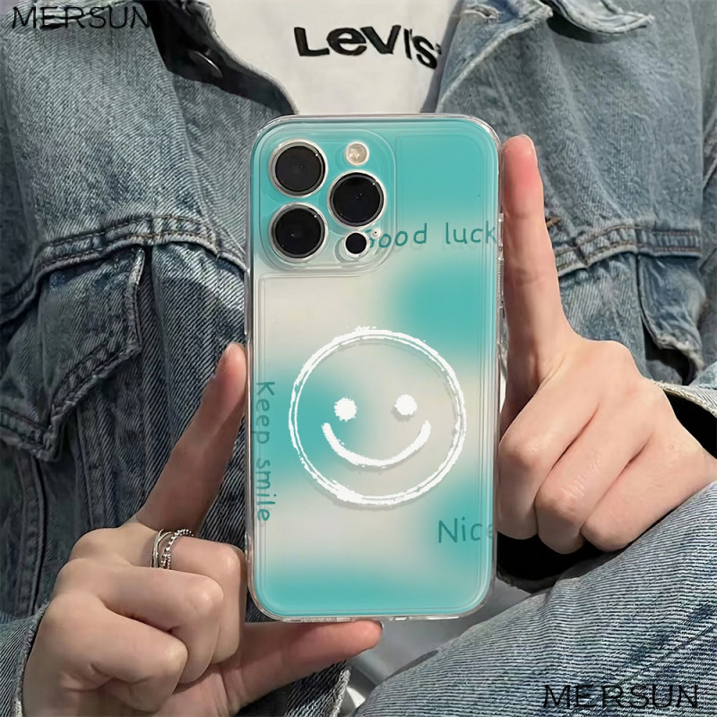 ✅Ốp Điện Thoại Mềm Chống Sốc Họa Tiết Mặt Cười Đơn Giản Cho iPhone 1114pro 12 13 6In max78 plus 9F95