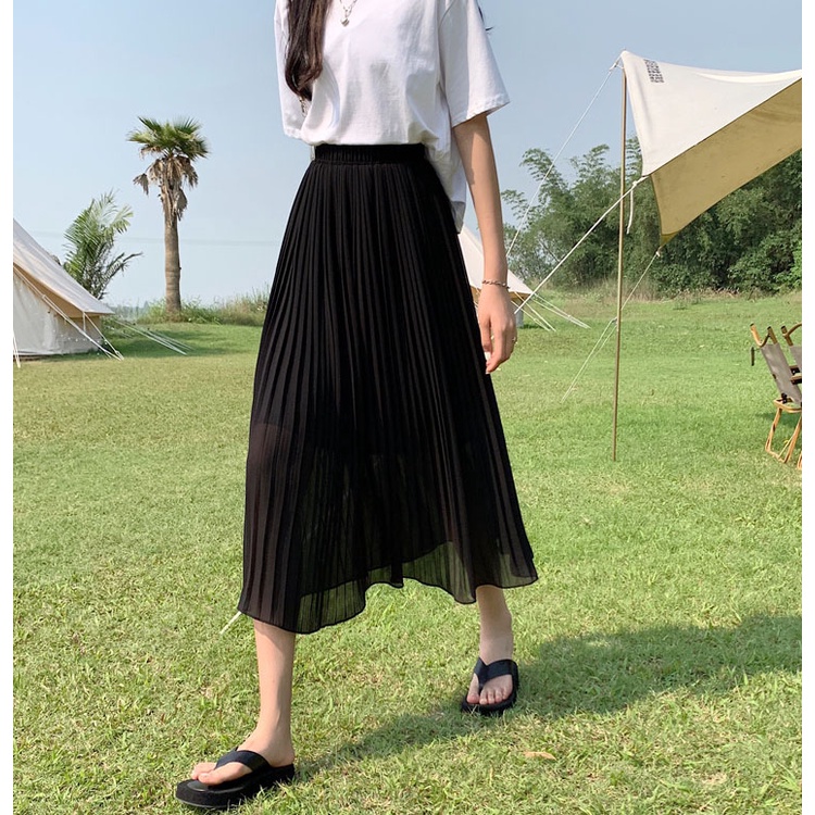 SUXI Chân Váy Chiffon Dài Lưng Cao Dáng Ôm Phong Cách Hàn Quốc Thời Trang Mùa Hè Cho Nữ