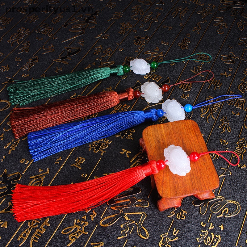 1 [prosperityus1] Túi 1 Mặt Dây Chuyền Hình Hoa Sen Đính Ngọc Bích Giả Dạng Tua Rua Phong Cách Mới [VN]