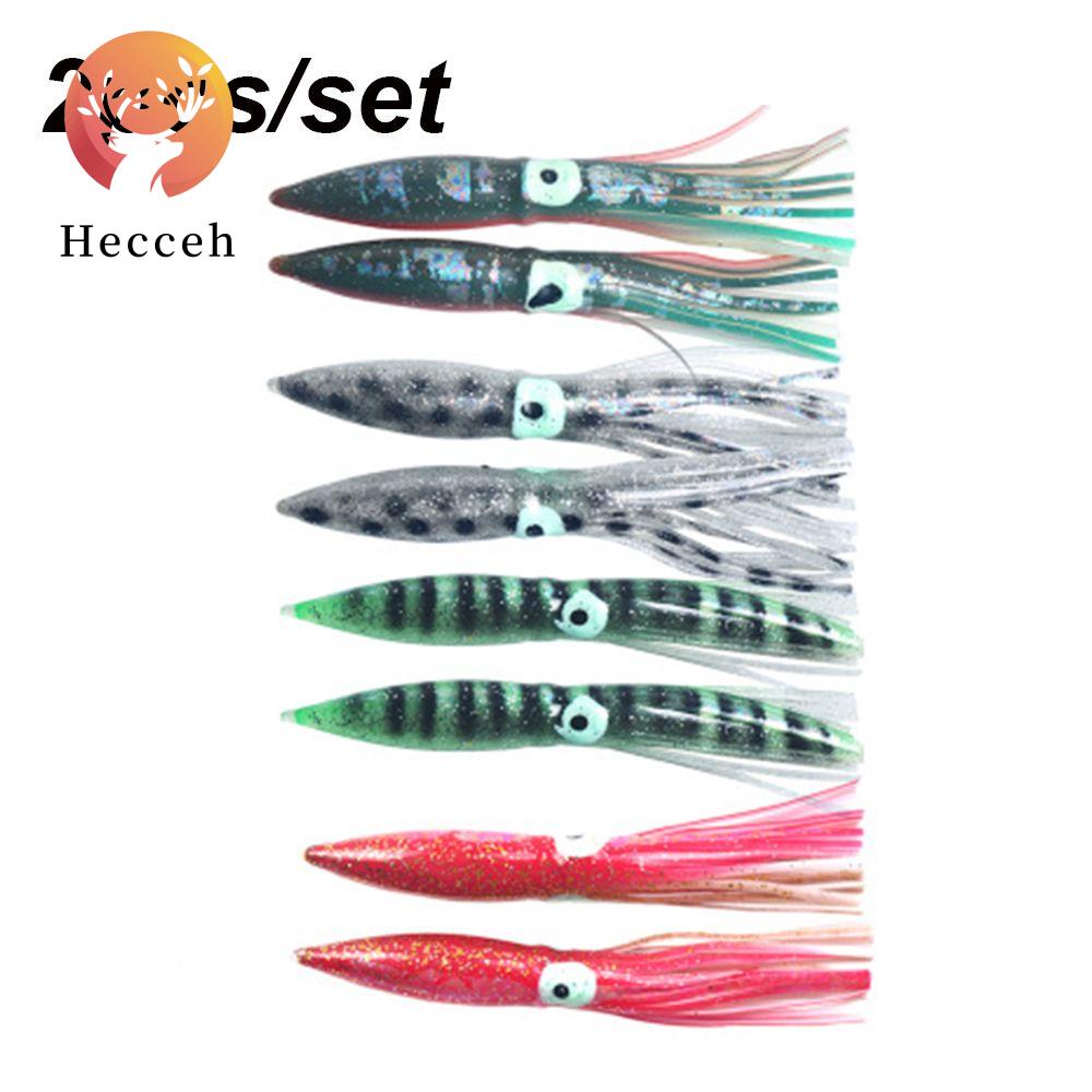 HECCEH 2PCS Saltwater Octopus Bait 4 Colors Artificial 11cm 5g long tail