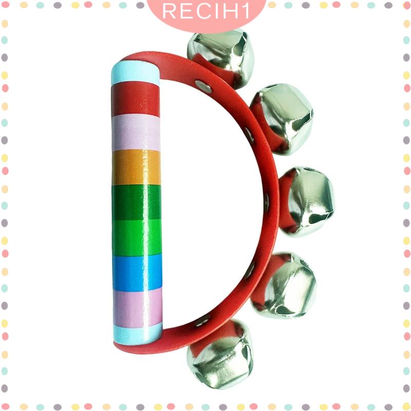 Trống Lục Lạc Bằng Gỗ Tay Cầm Bằng Kim Loại Dành Cho Gia Đình