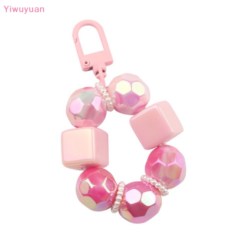 < Yiwuyuan > Móc Chìa Khóa Dạng Hạt Tròn Màu Trơn Nhỏ Nhắn Tươi Mới