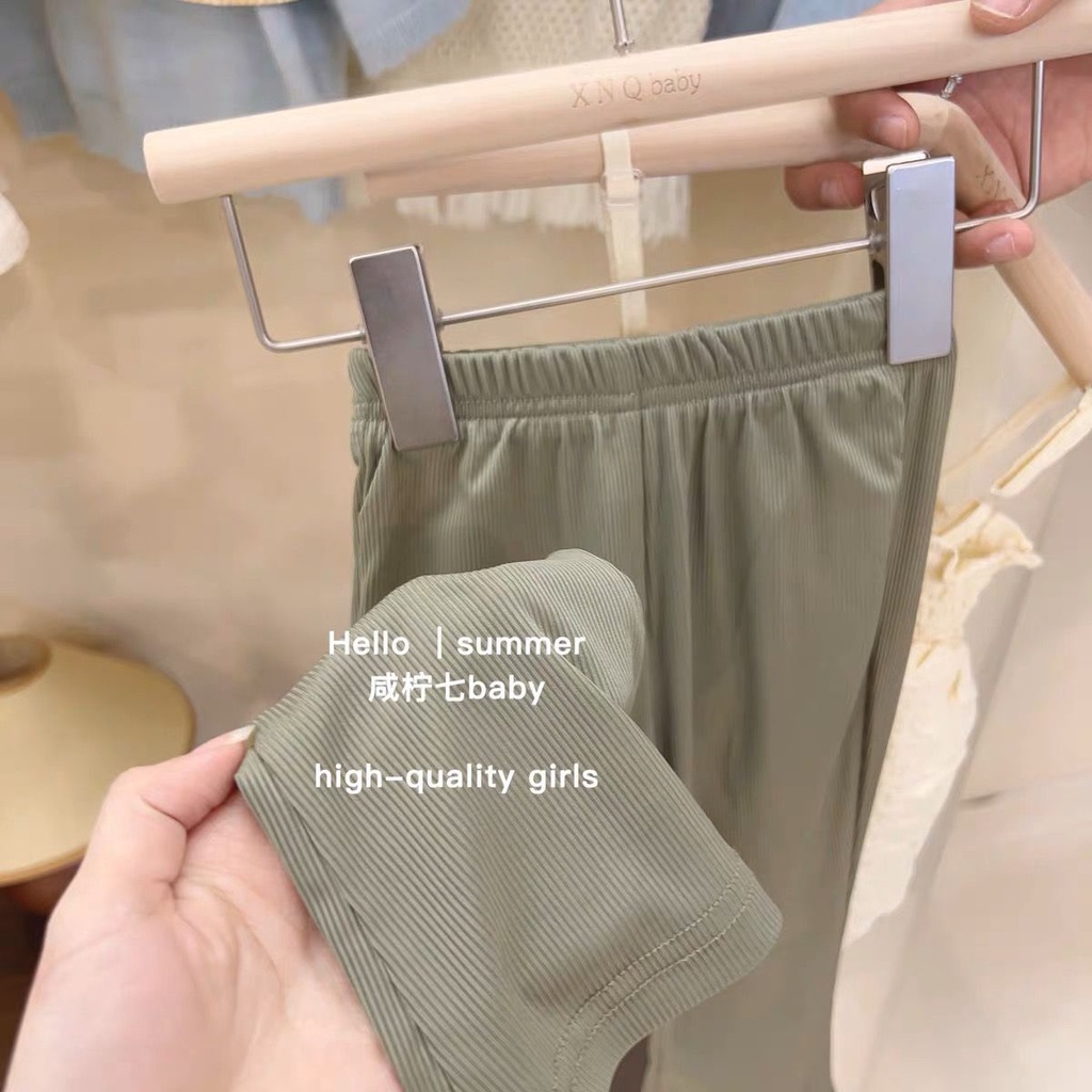 Áo Hai Dây Mùa Hè 2023 Viền Gỗ Màu Trơn Phong Cách Hàn Quốc Cho Bé Gái