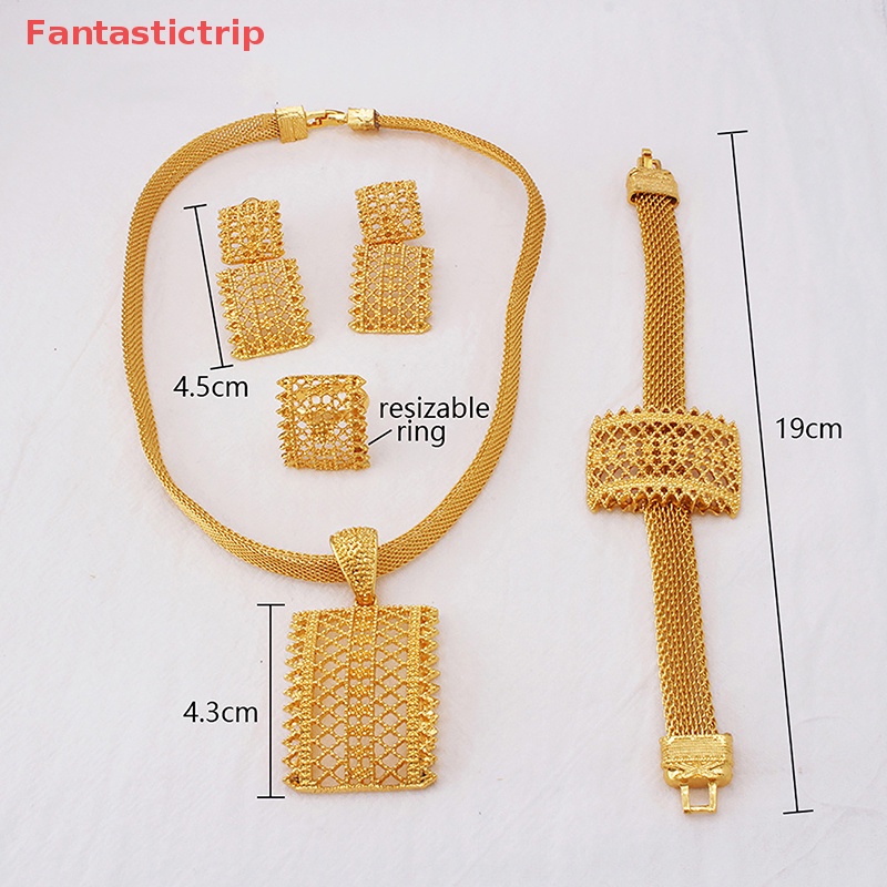 [Fantastictrip] Bộ Trang Sức Màu Vàng Đồng Châu Phi Mặt Vòng cổ Lớn Và Trang Sức Vòng Tay Kiểu Ý Cho Nữ Mới