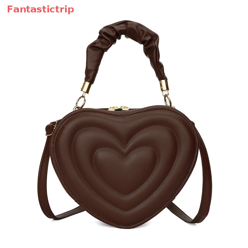 Túi Đeo Chéo Vai Bằng Da PU Màu Trơn Họa Tiết Trái Tim Thời Trang Dành Cho Nữ