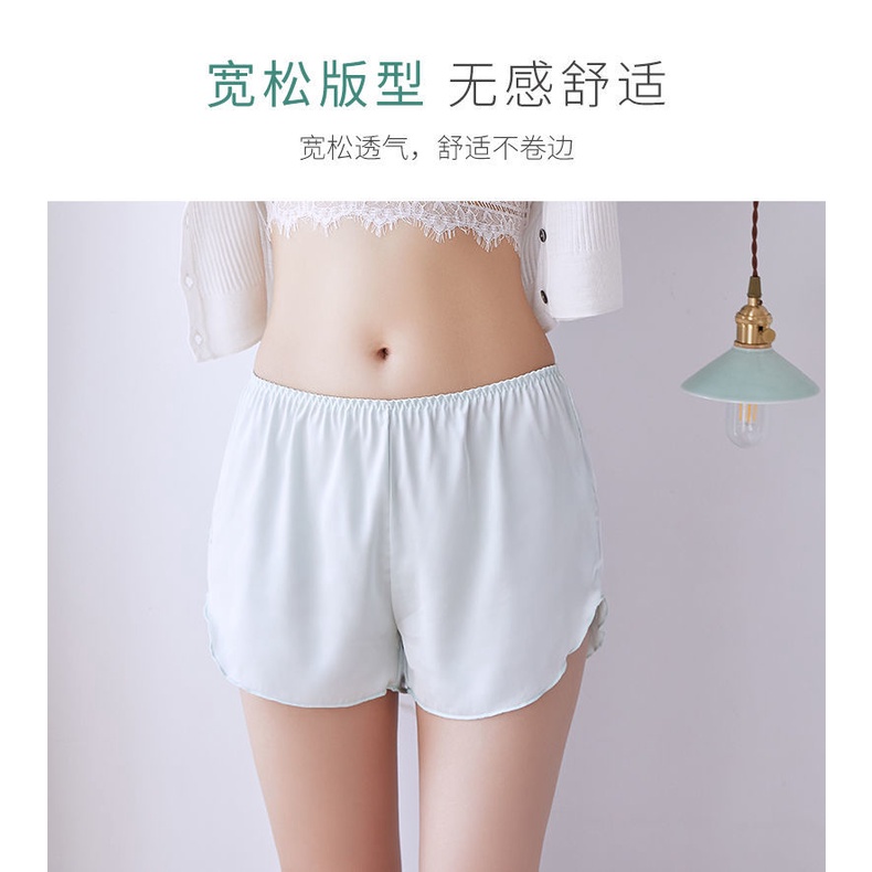 Quần Short An Toàn Lưng Cao Dáng Rộng Vải Lụa Lạnh Không Đường May Cỡ Lớn Thời Trang Mùa Hè Cho Nữ