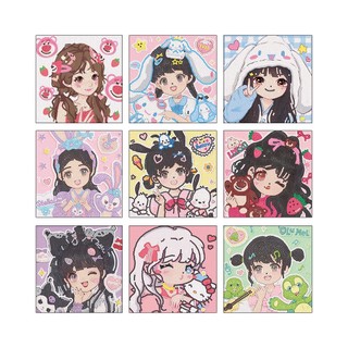 SANRIO Bộ Tranh Đính Đá Tự Làm Hình Cô Gái 20 * 20cm Không khung
