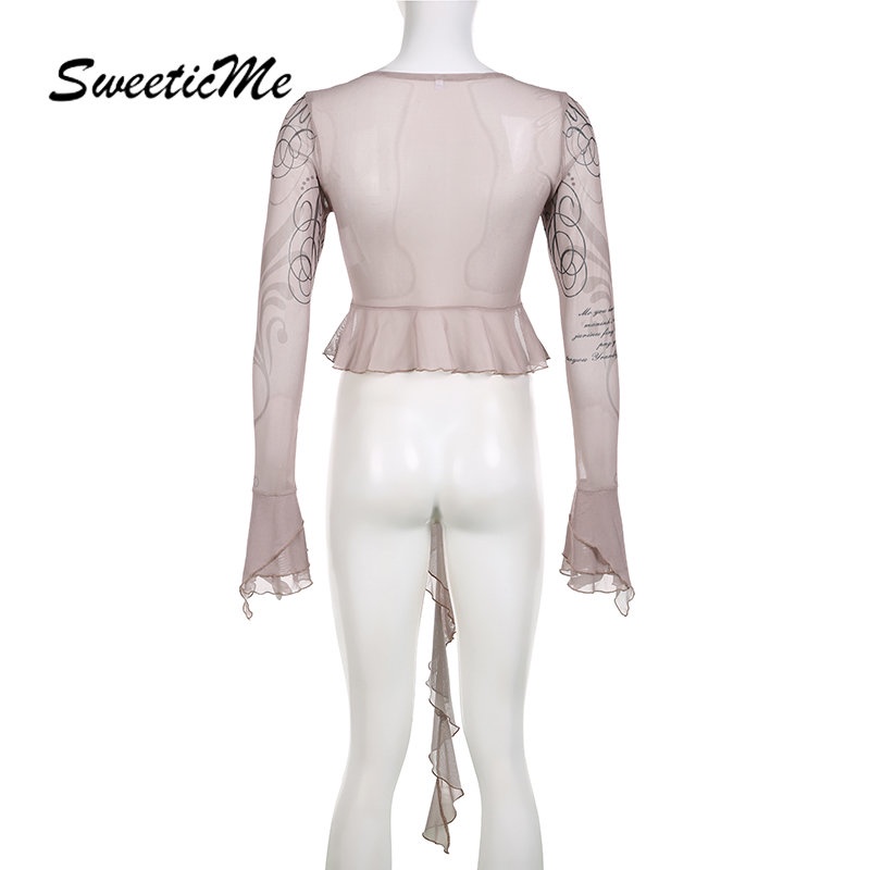 Áo Thun Tay Loe Cổ Chữ V Phối Màu Tương Phản Thời Trang Retro 2023 Cho Nữ