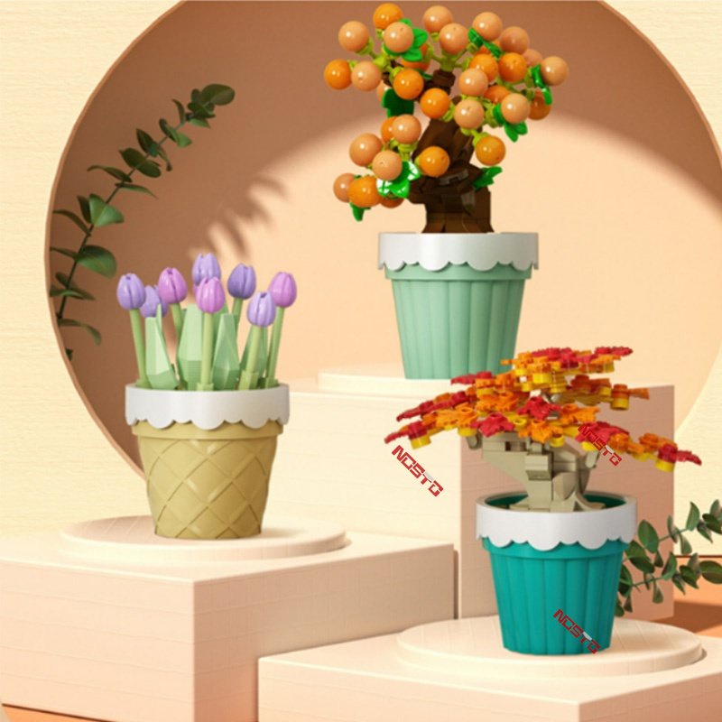 Bộ Đồ Chơi Lắp Ráp Mô Hình Chậu Cây Hoa Tulip Giáo Dục Cho Bé DIY
