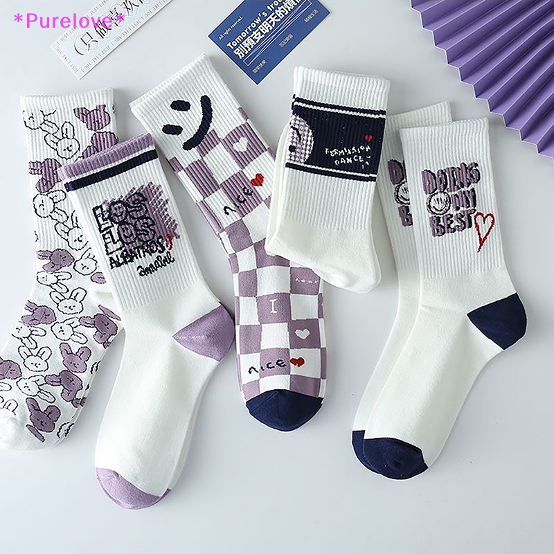 1 Đôi Vớ Thể Thao Bằng Polyester In Họa Tiết Hoạt Hình Vui Nhộn Phong Cách Harajuku Cho Nam Và Nữ Mới