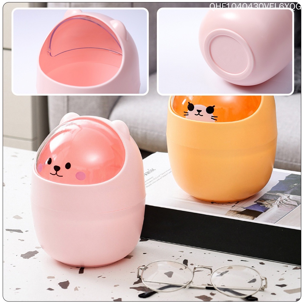 Thùng Rác Nhựa Mini Để Bàn Có Nắp Đậy Tiện Lợi Ốp