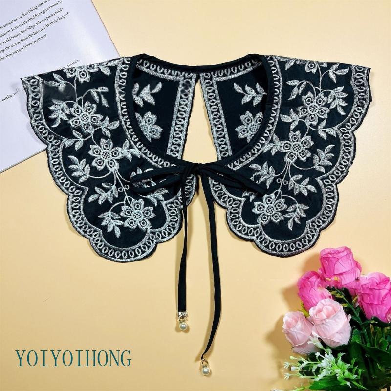 Cổ Áo Rời Cổ Áo Rời Được Thêu Họa Tiết Màu Đen Cho Nữ