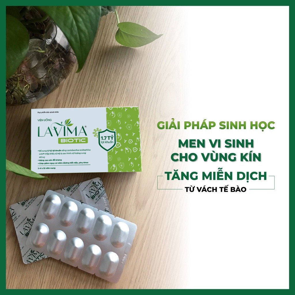 Viên Uống Phụ Khoa, Men Vi Sinh Vùng Kín LAVIMA BIOTIC 20 Viên, Giảm Khí Hư, Cân Bằng PH