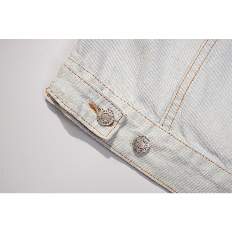 Áo Khoác denim In Chữ Ba-N88Cia 88-Trend Thời Trang Đường Phố Cá Tính