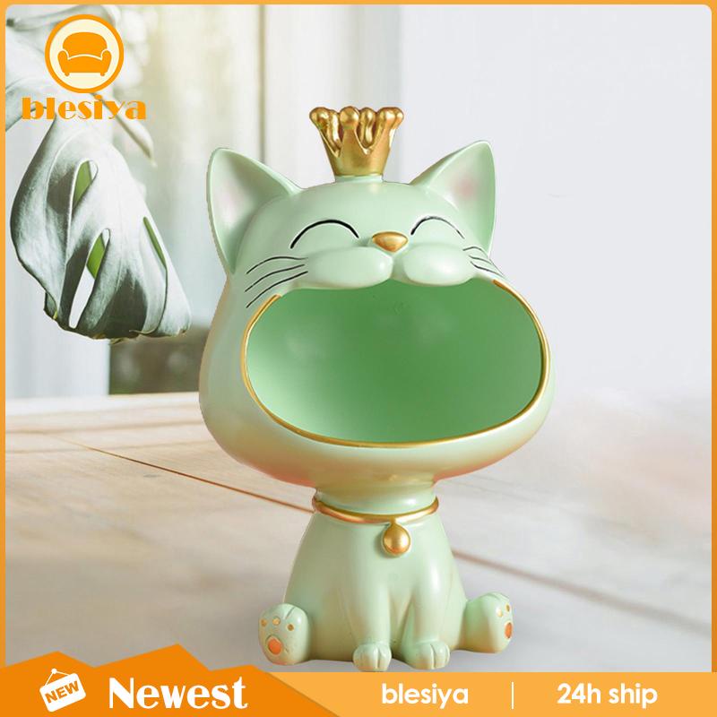 [Blesiya] Hộp Đựng Chìa Khóa Tượng Mèo May Mắn Điêu Khắc Bằng Nhựa Resin