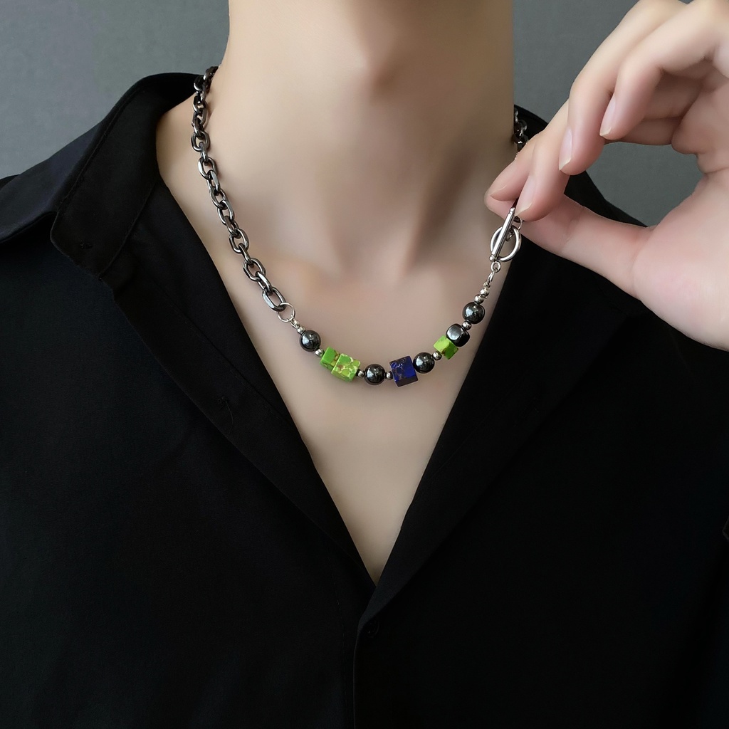 Vòng cổ Chuỗi Hạt Vuông Phong Cách hip hop Đường Phố Sang Trọng Cho Nam Và Nữ