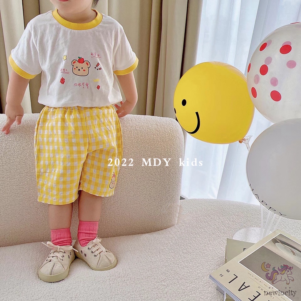 Set Áo Thun Tay Ngắn + Quần Short Phong Cách Hàn Quốc Thời Trang Mùa Hè Cho Bé