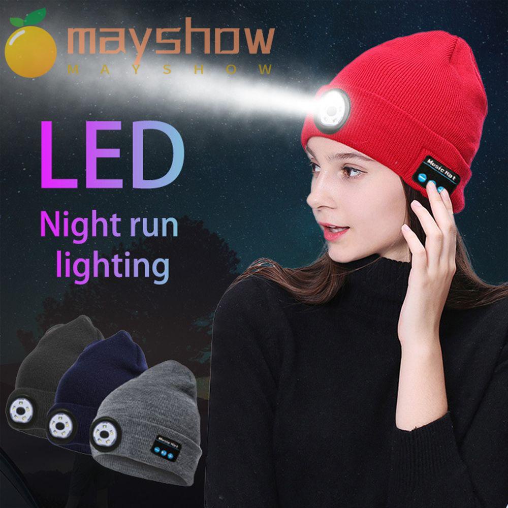 Mũ Len Beanie Không Vành Tích Hợp Đèn LED Nhiều Màu Sắc Kết Nối Bluetooth Cảnh Báo Tiện Lợi