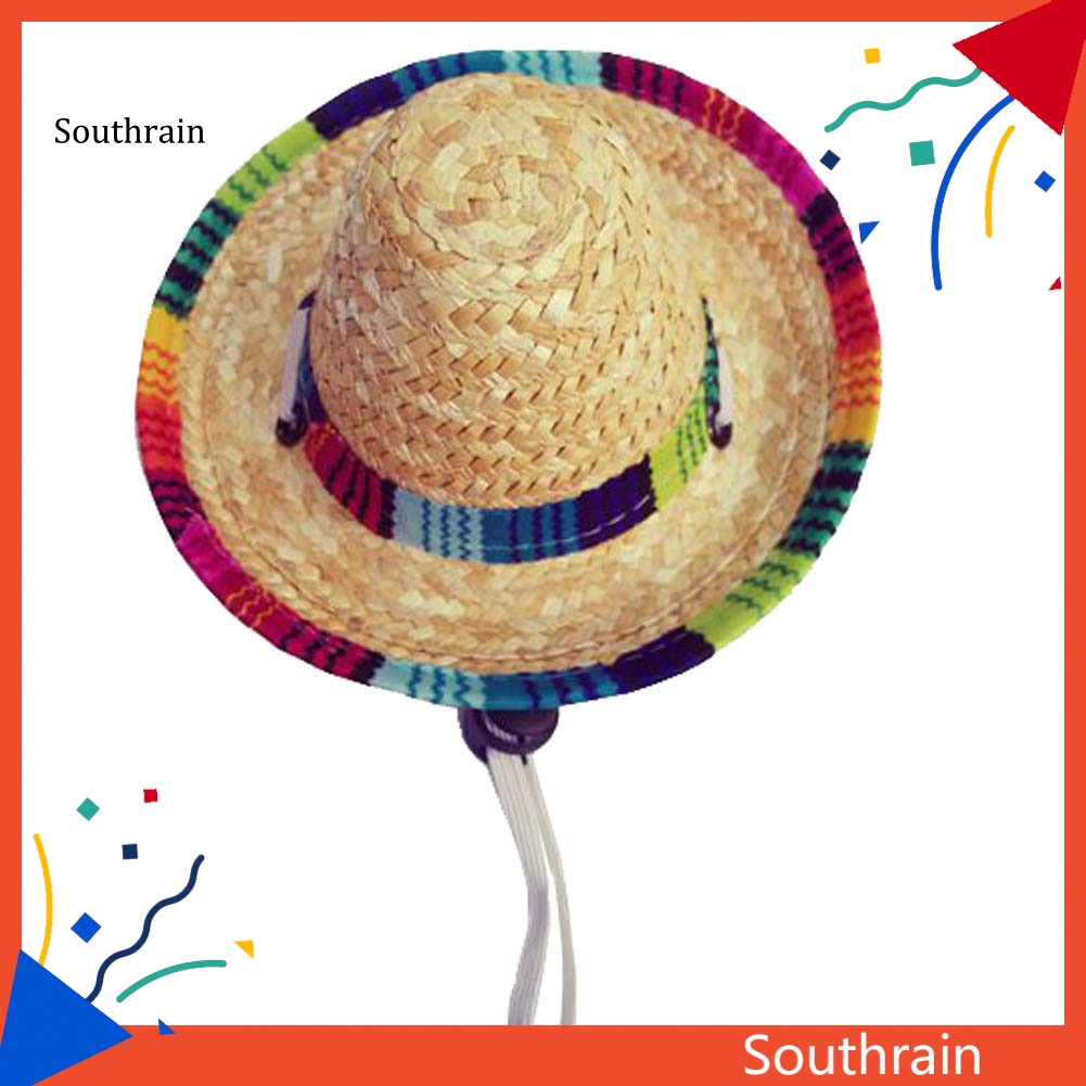 Mũ Cói Chống Nắng Mini Phong Cách Mexico Dễ Thương Cho Thú Cưng
