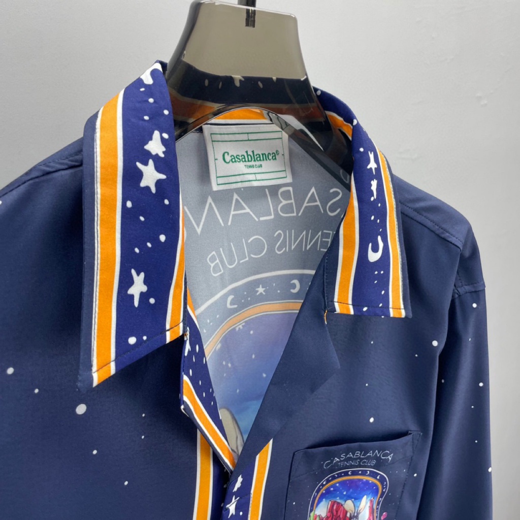 CASABLANCA long-sleeved shirt letter print pattern men's and women's same shirt cardigan spot all-match