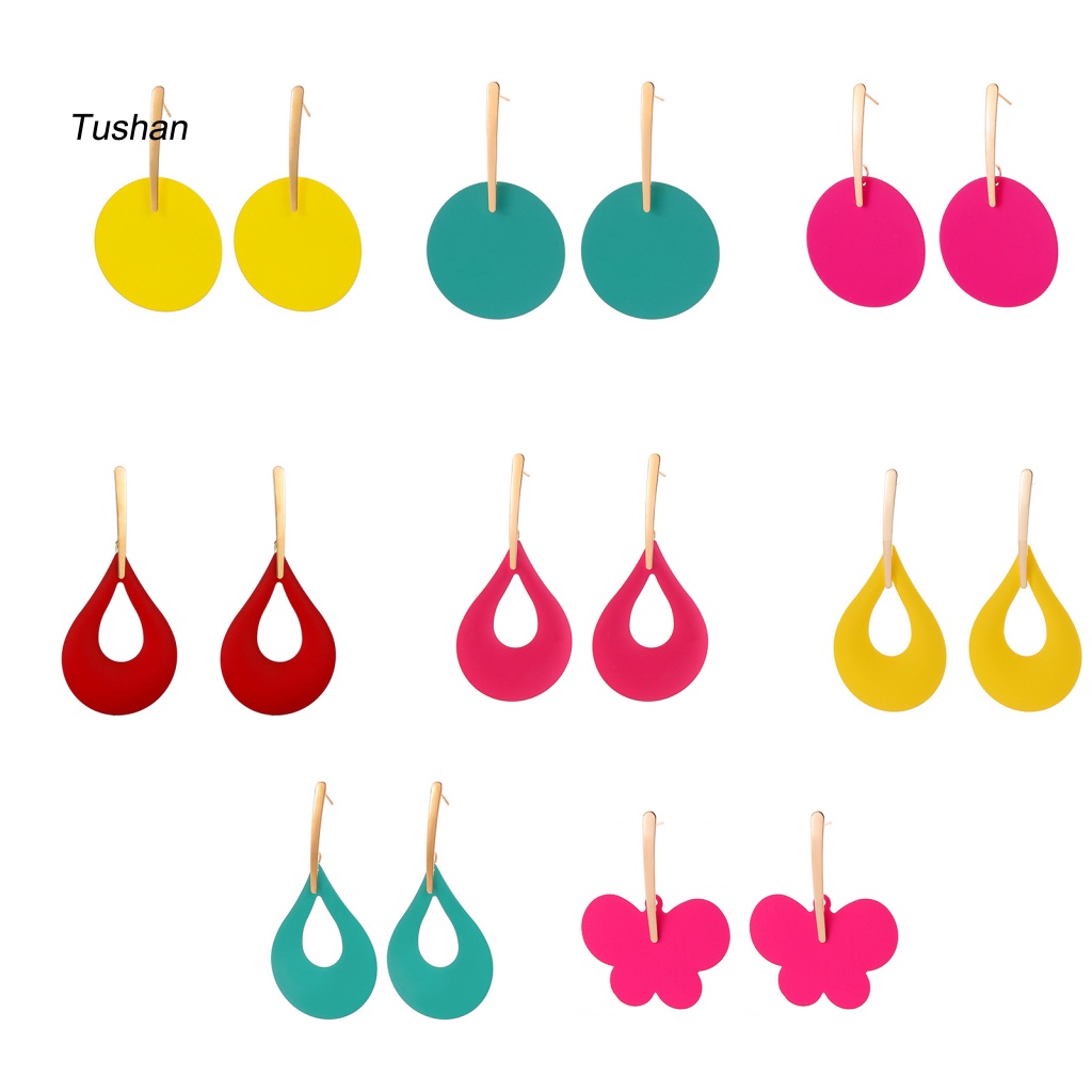 1 Đôi Bông Tai Hình Giọt Nước Bằng Kim Loại Thời Trang Dành Cho Nữ