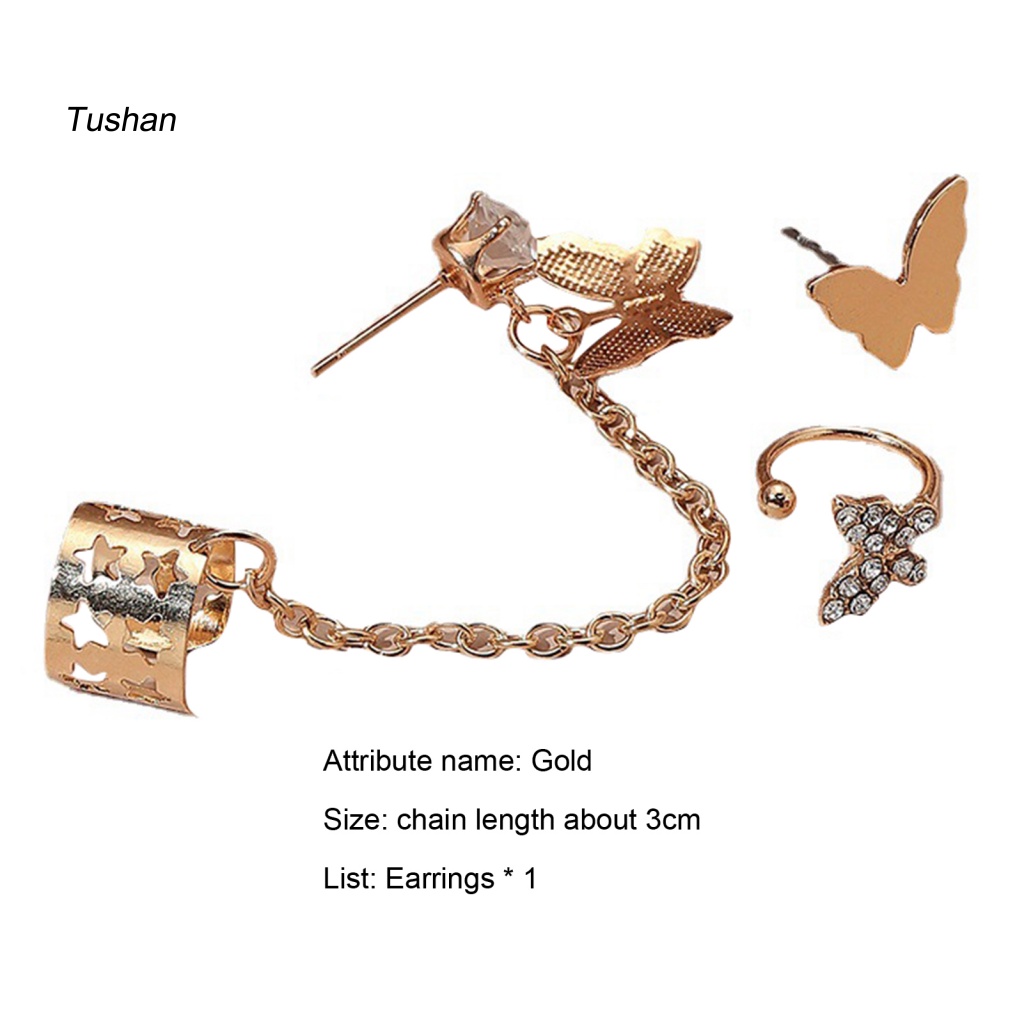 Bông Tai Dạng Xích Hình Bướm Đính Đá Thời Trang Cho Nữ