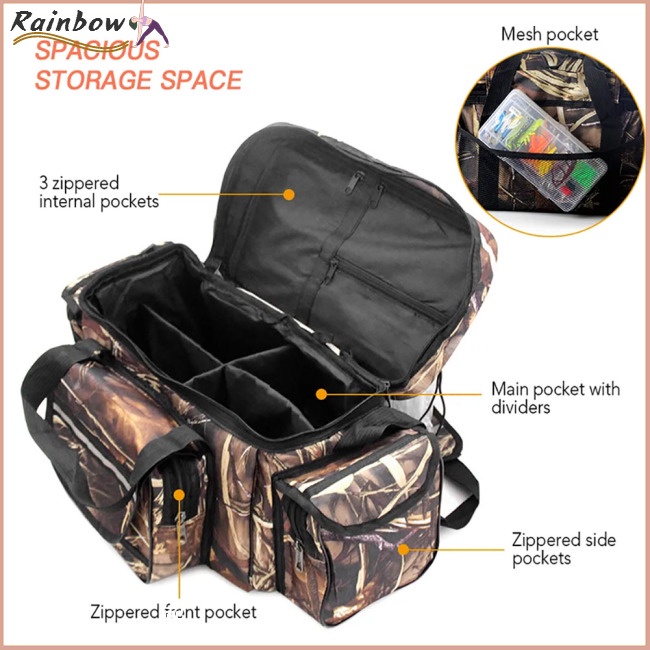 Túi Đựng Dụng Cụ Câu Cá Đa Năng Sức Chứa Lớn Bằng Vải Oxford Họa Tiết Rằn Ri