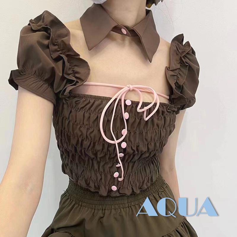 Áo Croptop Trễ Vai Tay Ngắn Thời Trang Mùa Hè Xinh Xắn Cho Nữ