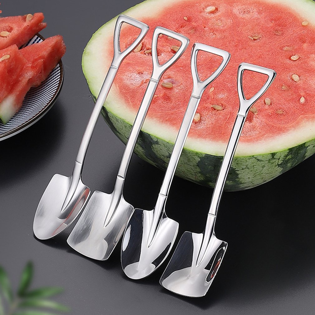 =Christmas=Stainless Steel Spoon Long-handled Thickening Food Scoop Watermelon Cake Spoon