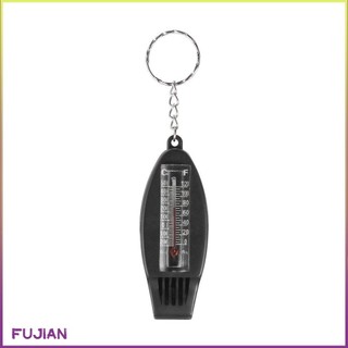 Portable Size Black 4In1 Mini Survival Tool Thermometer Whistle Compass Free Shipping