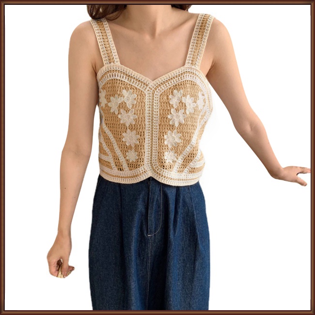 Áo Dây Sát Nách Vải Lụa Lạnh Thêu Họa Tiết Kiểu Retro Pháp Thời Trang Mùa Hè Cho Nữ