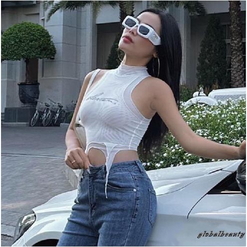 Áo Thun Không Tay Cổ Lọ In Chữ Thời Trang Dành Cho Nữ