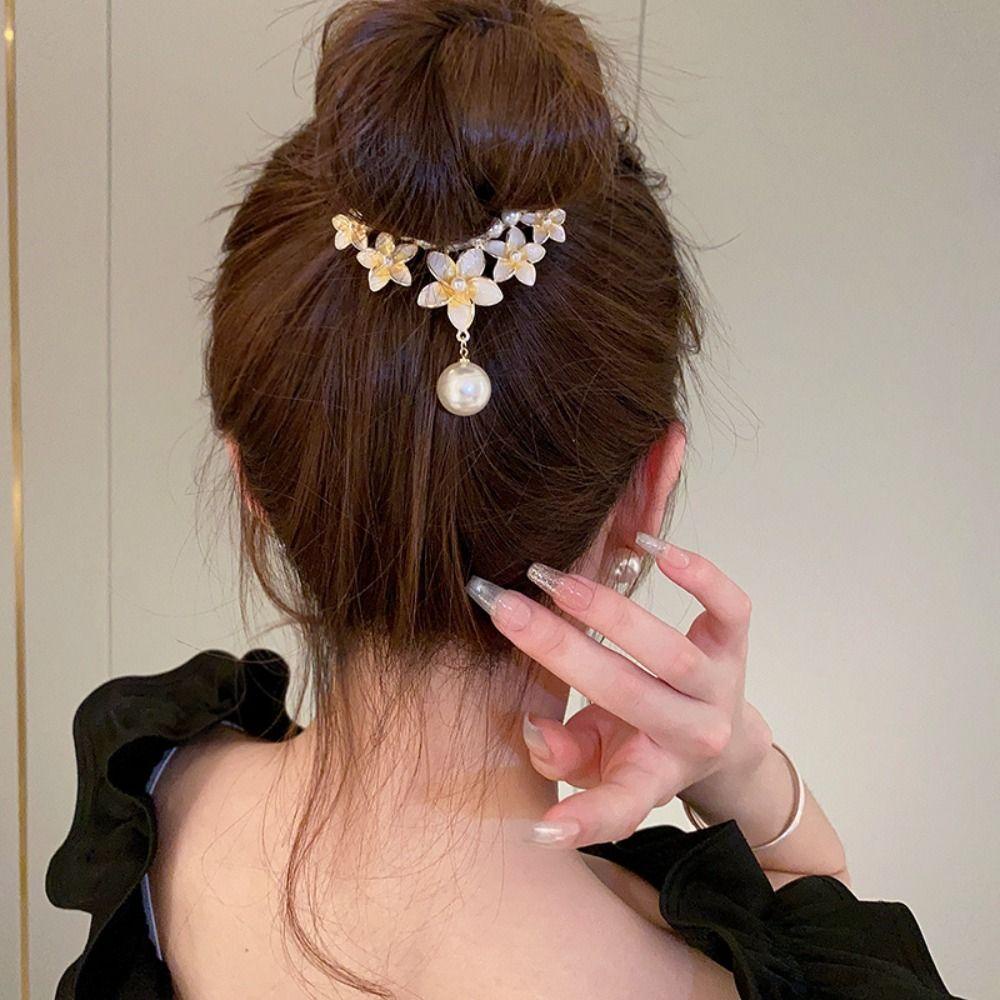 Kẹp Tóc Càng Cua Cố Định Bằng Hợp Kim Chống Trượt Họa Tiết Hoa 15H Thời Trang Cho Nữ