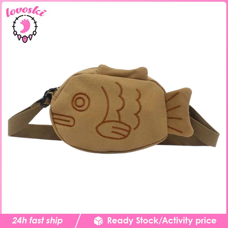 Túi Tote Đeo Vai / Xách Tay Bằng Vải Canvas Hình Cá Có Thể Điều Chỉnh Dây Đeo Chéo Cho Bạn Gái