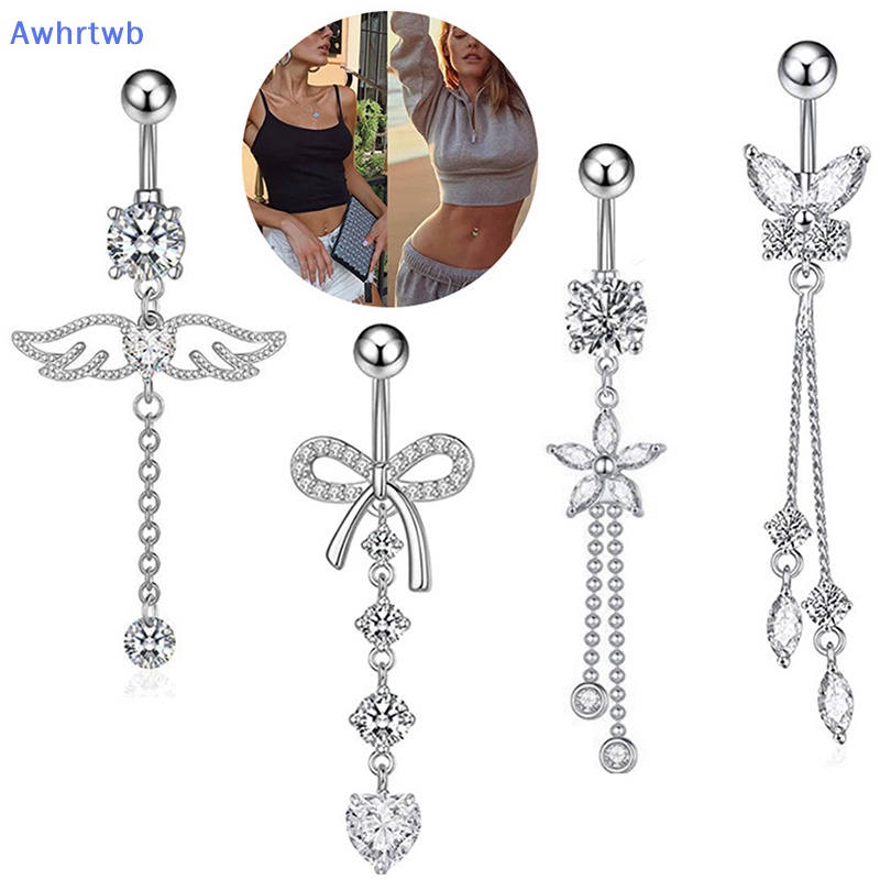 Khuyên Rốn Hình Bướm Bằng Thép Không Gỉ Đính Đá Zircon Mới